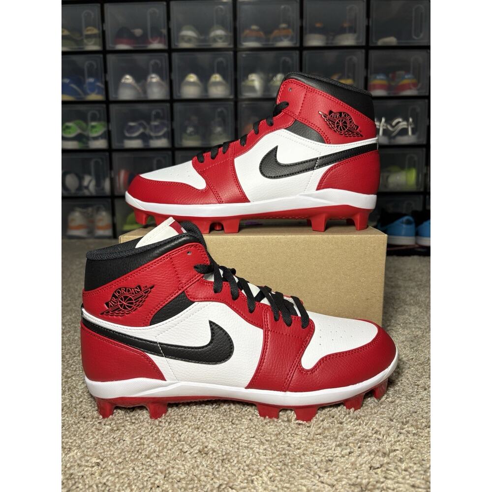 Nike Air Jordan 1 Retro MCS 'Chicago' Baseball Cleats AV5354-611 Mens Size 10.5